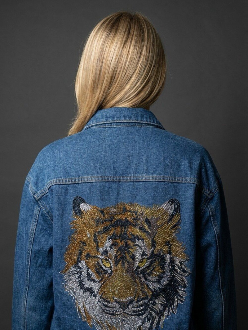Tiger Hand Embellished Denim Jacket